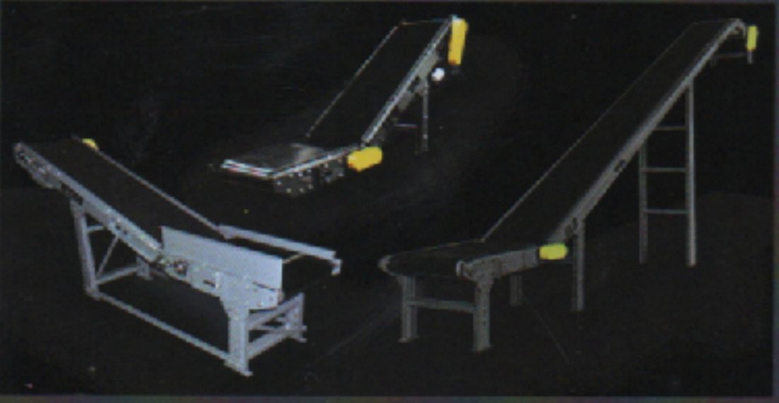 Group of inclined cleated conveyors